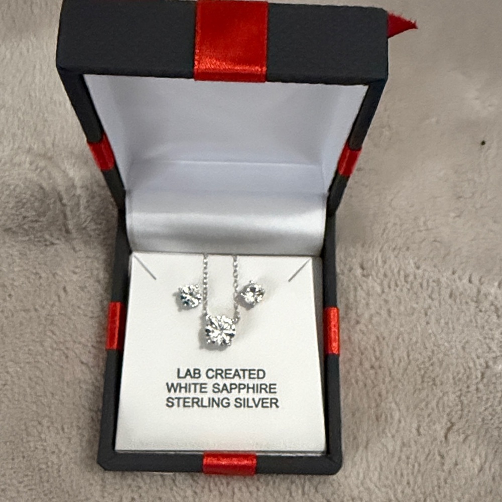 Sterling Silver White Sapphire Jewelry Set